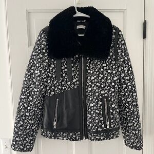 Altuzarra Floral Jacquard Coat with Shearling Collar